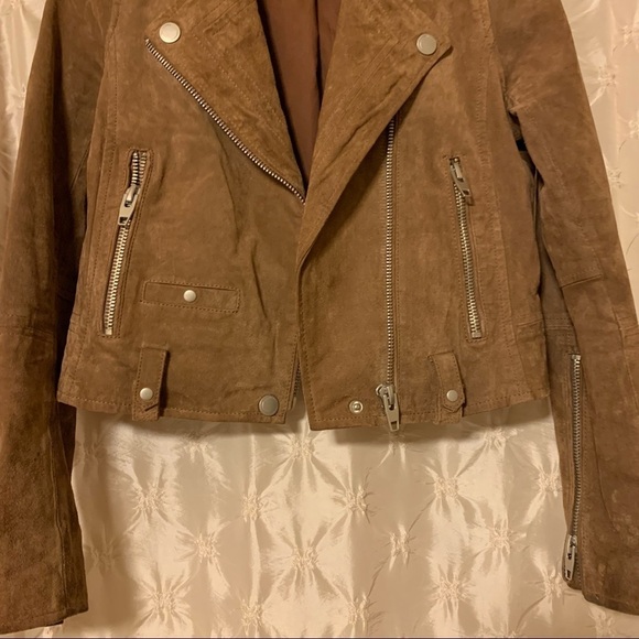 Blank NYC Suede Leather Jacket Brown Moto Fitted - Picture 4 of 15